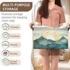 Sun Mountains Storage Basket Large 17x11.5x10.5 Inches - Collapsible Fabric Organizer Bin with Handles for Living Room, Bedroom, Blankets - Decorative Hamper with Scenic Mountain Design - Single Pack