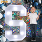 Pooqla 3FT Light Up Marquee Letters, Cool White and Warm White LED Large Lighted Marquee Letters, Giant Mosaic Letter Sign for Balloons Birthday Anniversary Wedding Party Decoration, LED E