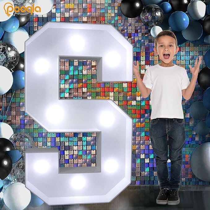 Pooqla 3FT Marquee Light Up Letters, Cool White and Warm White LED Big Mosaic Marquee Letters 3 Feet, Giant Letter Sign for Balloons Birthday Anniversary Wedding Party Decoration, Letter J