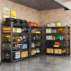 Garage Shelving Units, Heavy Duty 5-Tier Storage Shelves, Metal Adjustable Storage Rack, Steel Shelves, 2750 lbs Capacity, Industrial Shelving for Heavy Tools (Black, 24"Dx47"Wx72"H, 5-tier)