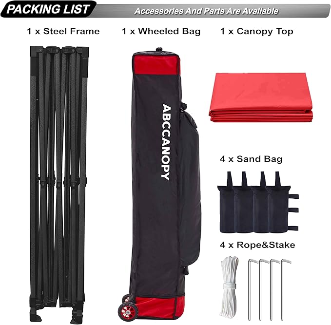 ABCCANOPY Patio Pop Up Canopy Tent 8x12 Commercial-Series (Red)