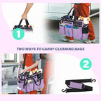 Wearable Cleaning Caddy Bag for Cleaning Supplies,Large Capacity Cleaning Organizer Purple