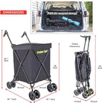 dbest Products Cruiser Cart Urban 360 Folding Shopping Grocery Collapsible Laundry Basket on Wheels Foldable Utility Trolley Carrito de Compras