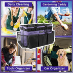 Wearable Cleaning Caddy Bag, Cleaning Caddy Supplies Organizer with Handle & Shoulder Straps for Housekeepers, Under Sink & Car Cleaning Tool Organizers with 4 Foldable Divider (Purple)