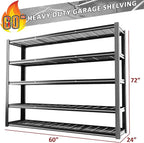 60" W Garage Shelving Heavy Duty Metal Shelving 3030LBS Storage Shelves Adjustable 5 Tier Metal Shelves for Storage Industrial Shelves for Garage, Warehouse, 24." D x 60'' W x 72'' H