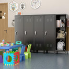 Aobabo Metal Locker, 54" H Metal Storage Locker for Employees, Lockable 1 Door with Towel Rack and 2 Side Pegboards with Hooks for School Office Gym Home, Assembly Required (Black)