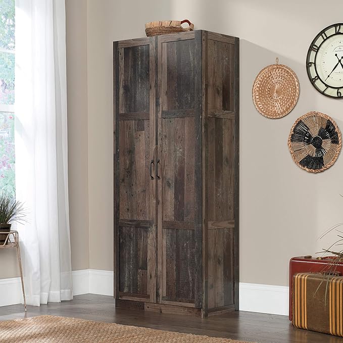 Sauder Select Storage Cabinet, Pantry Cabinet Kitchen Storage with Adjustable Shelves, Bathroom Storage Cabinet, in Reclaimed Pine