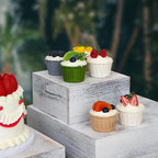 4 Pieces Wooden Cake Stands,Antique White Cupcake Stands for Display,12 inches Square Wooden crates,Wood Display risers for Wedding,Birthday Party,Christmas,etc. (Antique White)
