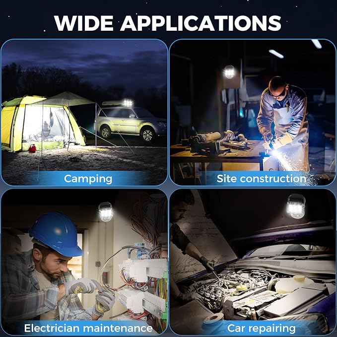 SMA LED 18W Work Light 2400LM Aluminum Alloy Strong Magnetic Waterproof Dustproof Portable Handle Floodlight Suitable for Repair Workshop Garage Construction Site (Blue)