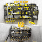 Extra Large 64" W Power Tool Organizer Wall Mount, Load 1000 lbs, Heavy Duty 4 Tier Garage Storage Rack with 8 Drill Holders, 2 in 1 Corner or Straight Installation, Christmas Gift for Men