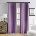 DUALIFE Pinch Pleated Blackout Curtains Purple 2 Panels,Back Tab Ceiling Viral Pleat Hooks Curtain for Track System,Thermal Insulated Drapes for Bedroom Living Room Dining Room,50 Wide x 92 Long