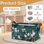 Plum Blossom Storage Bin with Handles, Basket Storage Organizer for Shelves, Closet, Nursery, Book, Laundry Hamper & Home Decor