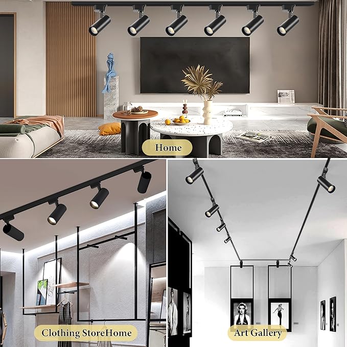 Brightened H Type Track Lighting Heads, 6PCS 6000K Cool White 20W 2400lm for Accent Lighting, Dimmable LED Track Lighting Ceiling Spotlight Fixture
