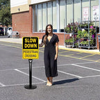 Heavy Duty Sign Base Cast Iron Sign Post with 12" Diameter Bottom Round Base, 48" Movable Sign Stand for Hanging Signs, 2PACK