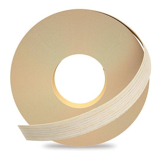 GSCIT Club Oak Edge Banding, 1/2 inch x 250ft roll of Veneer White Edge Banding Pre-glued Flexible, Real Wood Tape Banding for Cabinet Repair Furniture Restoration