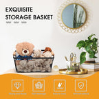 Maxcheck 6 Pack 3 Size Metal Wire Baskets with Wooden Handles Black Steel Mesh Storage Dog Toys Bins Organizer Containers for Home Pet Toys Storage Cabinets Pantry Closet Kitchen Makeup Rectangle