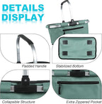 Picnic Basket, SIYUAN Shopping Basket with Handle 22L Collapsible Grocery Basket Portable Folding Basket for Marketing Picnic Reuasble Laundry Basket for Travel, Green