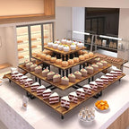 ELITEROO 4 Tier Display Riser Stand, Wood & Metal, Space Saving Corner Stand for Retail, Vendor & Home Use