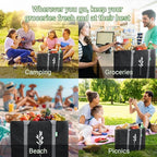 Green Bulldog 2Pack Insulated Grocery Bags – Foldable Reusable Cooler Bags with Handles for Everyday Use, Groceries, Food Delivery, and Shopping – 16”x9”x13”, Black