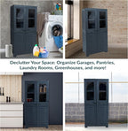 Sunnydaze Storage Cabinet with 2 Acrylic Glass Doors - Plastic Storage Cabinet - 48.75" H - Garage, Office, Home, Laundry Room