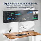 AVLT 57 Inch Heavy Duty Pole Top Mount Monitor Arm Series – Dual & Single Add-On Kits, Height Adjustable, VESA Compatible (White, Add-On Monitor Arm)