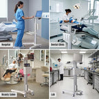 AW Medical Mobile Laptop Cart Rolling PC Stand Ultrasound Imaging Cart Computer Workstation on Wheels with Handle 220 Lbs Capacity CPU Printer Power Strip Holder for Dentistry Clinic Lap Hospital