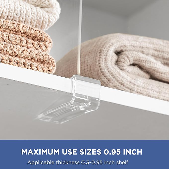 HBlife 10 Pack Clear Shelf Dividers, Vertical Purse Organizer for Closet Perfect for Sweater, Shirts, Handbags in Bedroom and Kitchen, Adjustable Acrylic Bookshelf for Organization