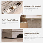 Farmhouse 6 Drawers Dresser for Bedroom, 54" Wide Large Dressers & Chests of Drawers w/Roman Column, Wooden Dresser TV Stand with Large Drawers for Nursery Bedroom Living Room Hallway,Light Rustic Oak