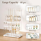 pickpiff White Jewelry Stand Holder Organizer: 12.5" Sturdy Hanger for 80 Pcs Jewelry, Jewlery Tower for Display Necklace, Earring, Bracelet, Watch