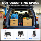 200L Collapsible Foldable Wagon, Large Heavy Duty Wagon Cart with 440lbs Weight Capacity, Folding Utility Wagon with Brake for Camping, Garden, Sports, Picnic, Shopping (Black)