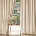 MIULEE Non-See-Through Privacy Linen Curtains 2 Panels, Light Filtering Window Curtains Farnhouse Textured Back Tab Semi Sheer Drapes for Bedroom Living Room, 52 x 63 Inches Long, Light Brown