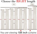 XTMYI Beige Curtains 108 Inches Long for Living Room 2 Panels Linen Back Tab Greige Curtain for Dining Room,50x108 Inch Length