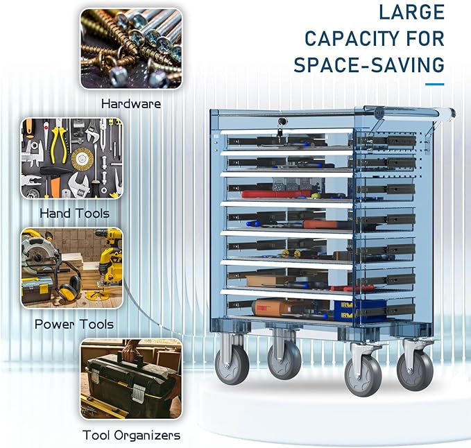 7-Drawers Garage Tool Chest, Large Capacity Tool Cabinet Heavy Duty Mechanic Rolling Tool Box Metal Locking Tool Cart with Drawers and Wheels for Storage