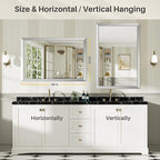 48x32 Inch Brushed Nickel Bathroom Mirror for Wall, Thick Metal Framed Rectangle Mirrors for Over Sink, Bedroom, Living Room, Entryway, Anti-Rust, HD Tempered Glass