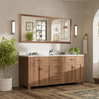72x32 Inch Bathroom Mirror for Wall, Anti-Rust Walnut Wood Grain Metal Framed Bathroom Mirrors for Over Sink,Rectangler Mirrors for Bathroom Vanity, Farmhouse, Bedroom, Living Room, Entryway Decor