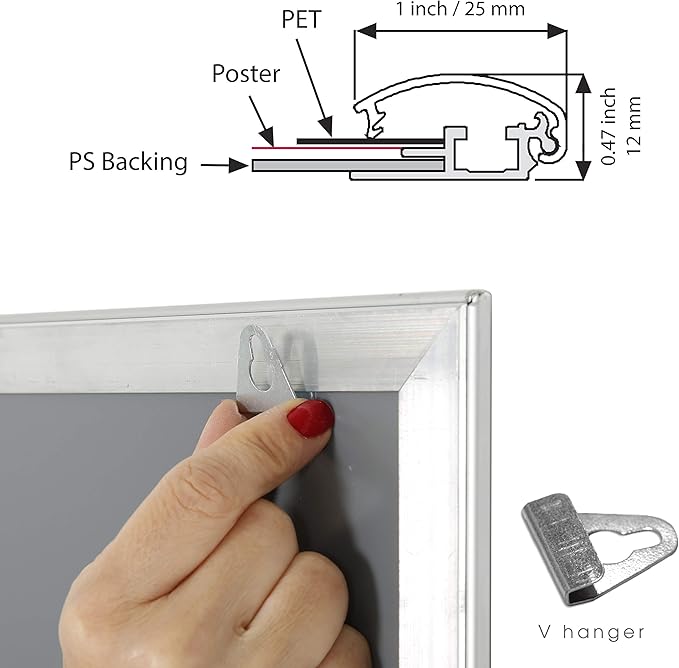 M&T Displays 8.5 x 11 Picture Frame, Front Loading Diploma Frame, Silver Color, 1" Profile Size, 20 Packs
