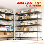 GarveeHome 82"H Storage Shelves with Wheels, 5-Tier Metal Shelving Unit Heavy Duty 3300LBS Load, Adjustable Garage Shelving Wire Rack Shelves, for Pantry Room,Kitchen, Warehouse, Basement,24"D x 59"W