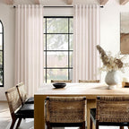 Nanspring Natural White Linen Curtains 108 Inches Long for Living Room Burlap Textured Neutral Farmhouse Sheer Curtains Back Tab Floor to Ceiling High Window Curtain for Bedroom 52x108, 2 Panels