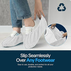Premium Disposable Boot & Shoe Covers Booties | 50 Pack | Durable, Non-Slip, Non-Toxic, Water Resistant, Recyclable Protectors for Indoor & Outdoor | Large Size Fits Most Shoes