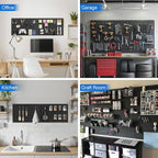 Peg Board, 2 Pack Metal Pegboard Panels Black Pegboards Wall Organizer with Frame Large Heavy Duty Peg Board with Hooks for Walls Home,Garage Tool Storage,Office Organization,Kitchen 24”×16”