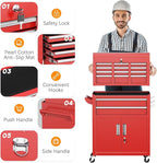 INTERGREAT Tool Chest Cabinet,8-Drawer Rolling Tool Chest with Detachable Top Tool Box, Tool Chests with Universal Lockable Wheels, Metal Tool Cart for Garage, Workshop, Barbershop(Red)