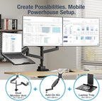 AVLT 57 Inch Heavy Duty Pole Top Mount Monitor Arm Series – Dual & Single Add-On Kits, Height Adjustable, VESA Compatible (Black, Add-On Monitor Arm)