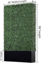 Artificial Boxwood Hedge Wall with Black Stainless Steel Base, Outdoor and Indoor Backdrop Divider Privacy Screen and Decorative Wall for Patio, Balcony, Restaurant, Various Events 48" W*12" D*96" H