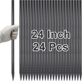 VVOKGO Rebar Stakes 24 Inch Ground Straight Concrete Form Stakes Heavy Duty (24pcs), 3/8" Diameter Metal Steel Spikes Anchors with Chisel Point End for Plant Support, Garden Border,Landscape Edging