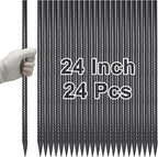 VVOKGO Rebar Stakes 24 Inch Ground Straight Concrete Form Stakes Heavy Duty (24pcs), 3/8" Diameter Metal Steel Spikes Anchors with Chisel Point End for Plant Support, Garden Border,Landscape Edging