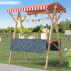 Outdoor Vendor Cart, Portable Cart with Canopy, Movable Stall Display Stand, Foldable Vending Stand Kiosk Display Trolley with Canopy, for Market, Street Food, Events(Red 7,120cm/47.2in)