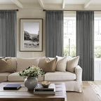 Dark Grey Linen Pinch Pleated Curtains 102 Inches Long for Living Room Pleated Drapes Hooks Back Tab Thick Linen Textured Modern Farmhouse Charcoal Simple Gray 102 Inch Curtain for Dining Bedroom
