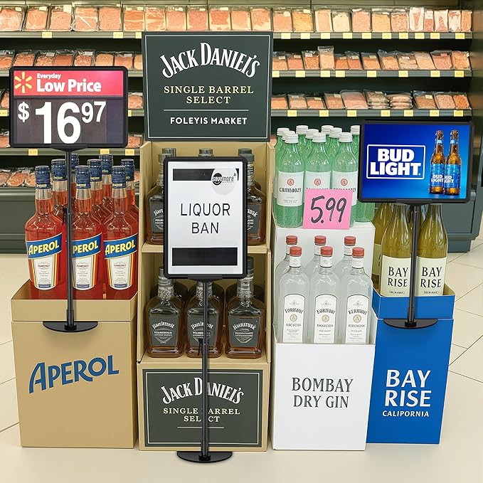 4Pack Sign Stand for Display 8.5 x 11, Adjustable Poster Stand for Table Top & Floor, Floor Standing Sign Holder, Metal Signage Stands for Business, Tradeshow, Store, Farm Display Stands