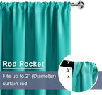JIUZHEN Blackout Curtains for Bedroom - 60 Inch Extra Wide Thermal Insulated Room Darkening Privacy Soundproof Curtains for Living Room/Dorm Room, Set of 2 Panels, 60 x 63 inches,Peacock Blue