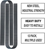 DTANX 12 Pack 12 Inch Rebar Stakes Heavy Duty Trampoline Anchors, Garden Stakes Tent Stakes Steel Ground Anchors, Black
